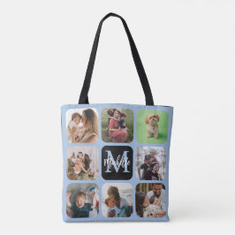 Modern Keepomwille Photo Collage Monogram Canvas t Tote Bag