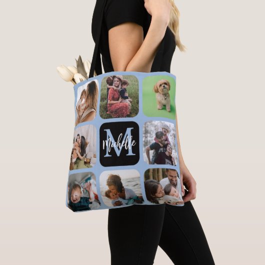 Modern Keepomwille Photo Collage Monogram Canvas t Tote Bag (Dichtbij)