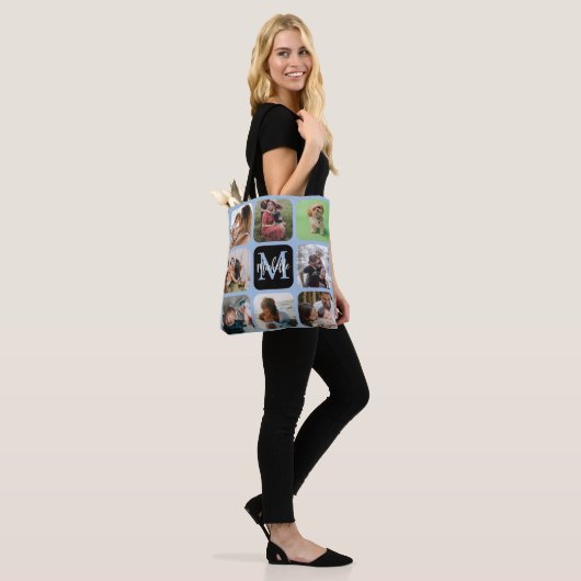 Modern Keepomwille Photo Collage Monogram Canvas t Tote Bag (Op model)