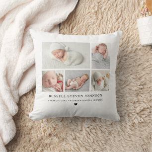 Modern Keepomwille Photo Collage Newborn Stats Kussen