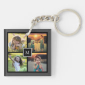 Modern keepsake familie fotocollage monogram sleutelhanger (Achterkant)