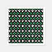 Modern Kelly Green & White Argyle Pattern op Black Servet (Voorkant)