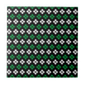 Modern Kelly Green & White Argyle Pattern op Black Tegeltje (Voorkant)