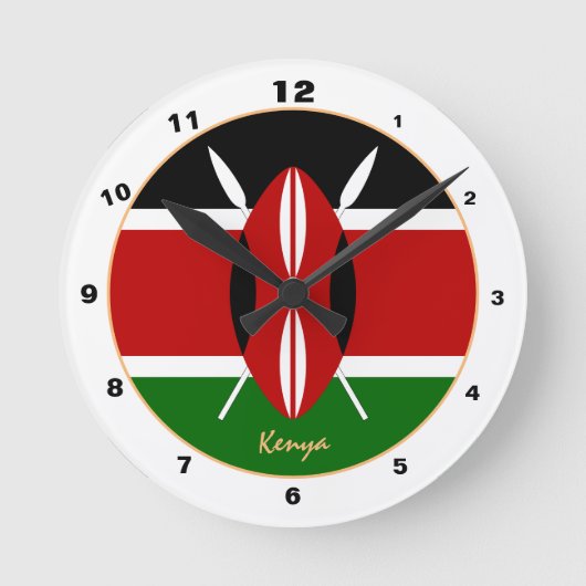 Modern Kenyan Flag, Kenia Home / design Ronde Klok (Voorkant)