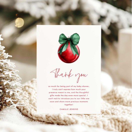 Modern Kerst Baby shower Dank u kaart