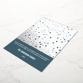 Modern Kerst Blauw Wit Huis Design Zilver Folie Feestdagenkaart (Gedraaid)