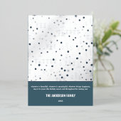 Modern Kerst Blauw Wit Huis Design Zilver Folie Feestdagenkaart (Staand Voorkant)