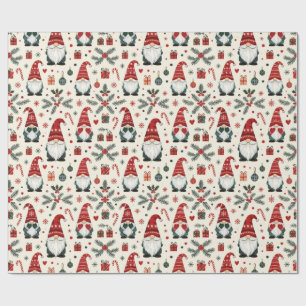 Modern Kerst Cute Gnome Vakantie Pret Cadeau Verpa Cadeaupapier