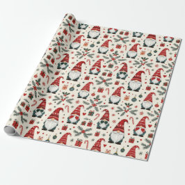 Modern Kerst Cute Gnome Vakantie Pret Cadeau Verpa Cadeaupapier