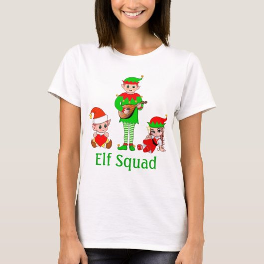 Modern Kerst Elf Squad T-Shirt (Voorkant)