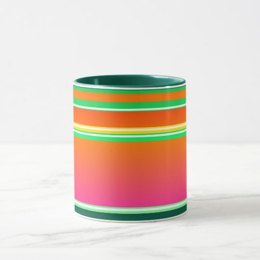 Modern kerst gestreept patroon mok (Midden)