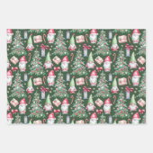 Modern Kerst Gnome Waterverf Pattern Inpakpapier Vel (Voorkant 3)