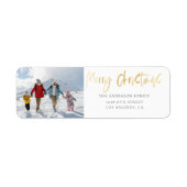 Modern Kerst Goud & Foto Etiket (Voorkant)