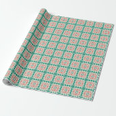 Modern Kerst Groen Quiltblok Geometrisch Cadeaupapier (Uitgerold)