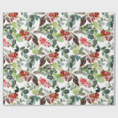 Modern Kerst Holly Patroon Cadeaupapier (Vlak)