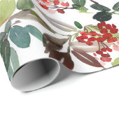 Modern Kerst Holly Patroon Cadeaupapier (Rol Hoek)