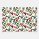 Modern Kerst Holly Patroon Inpakpapier Vel (Voorkant)