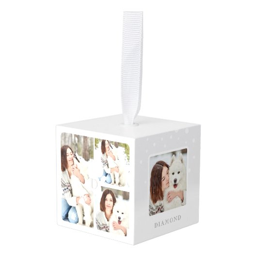 Modern Kerst Huisdier Monogram Vier Fotocollage Decoratie (Voorkant hoekig)