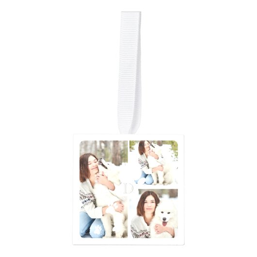 Modern Kerst Huisdier Monogram Vier Fotocollage Decoratie (Voorkant)