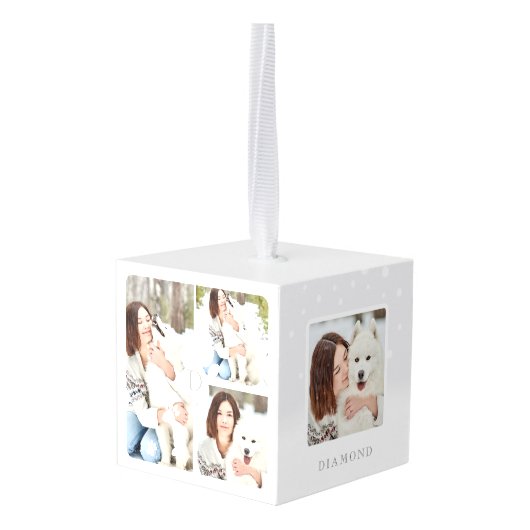 Modern Kerst Huisdier Monogram Vier Fotocollage Decoratie (Achter hoekig)