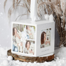 Modern Kerst Huisdier Monogram Vier Fotocollage