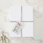 Modern Kerst Merry & Bright  Cadeaulabel (Met Touw)