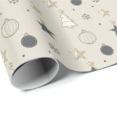 Modern Kerst Naadloos Patroon Cadeaupapier (Rol Hoek)