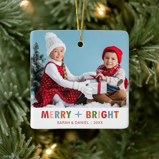 Modern Kerst Ornament Merry and Bright