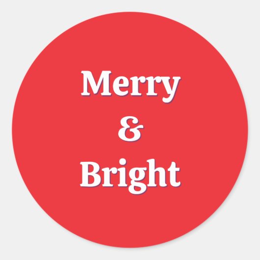 Modern Kerst Pink Merry & Bright Ronde Sticker (Voorkant)