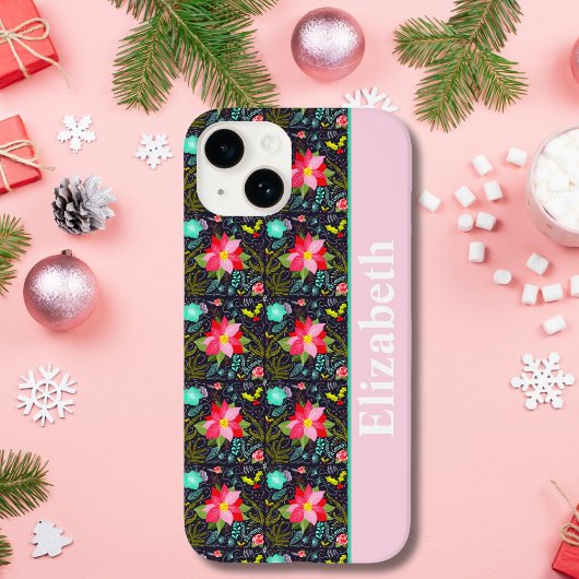 Modern Kerst Poinsettia Patroon Case-Mate iPhone Case