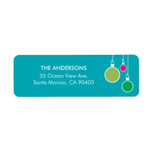 Modern kerst retour adres label - Turquoise (Voorkant)