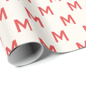 Modern Kerst Rood custom monogram patroon Cadeaupapier (Rol Hoek)