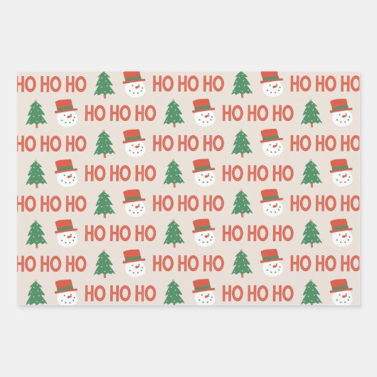 Modern Kerst rood groen beige inpakpapier Vel (Voorkant 3)