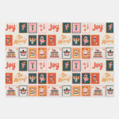 Modern Kerst rood groen beige inpakpapier Vel (Voorkant)