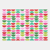 Modern Kerst Rood Groen Roze Geometrisch Schattige Inpakpapier Vel (Voorkant 3)