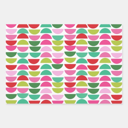 Modern Kerst Rood Groen Roze Geometrisch Schattige Inpakpapier Vel (Voorkant 3)