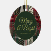Modern Kerst Rustiek Plaid Keramisch Ornament (Rechts)
