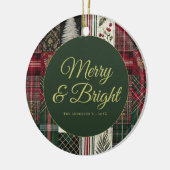 Modern Kerst Rustiek Plaid Keramisch Ornament (Links)