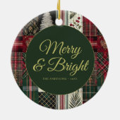 Modern Kerst Rustiek Plaid Keramisch Ornament (Achterkant)
