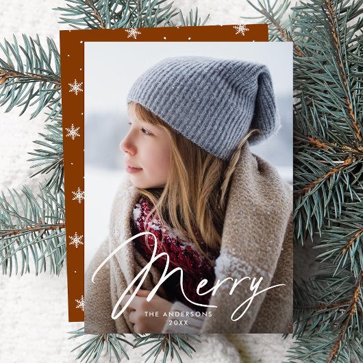Modern Kerst Signature Script Peperkoek Foto Feestdagenkaart