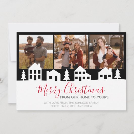 Modern Kerst Village  Kerstkaart (Voorkant)