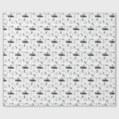 Modern Kerst Zwart en Wit Patroon Cadeaupapier (Vlak)