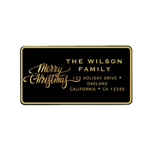 Modern kerst zwart etiket (Voorkant)