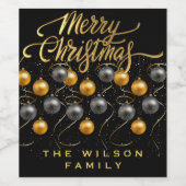 Modern kerst zwart wijn etiket (Enkel label)