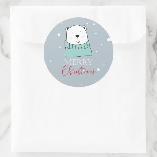 Modern kerstBeer Ronde Sticker (Tas)