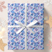 Modern kerstblauw flesje cadeaupapier