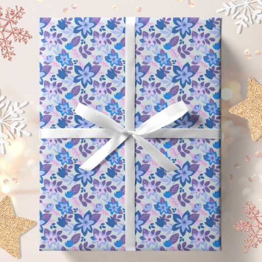 Modern kerstblauw flesje cadeaupapier