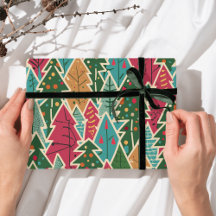Modern kerstboom inpakpapier in patroon
