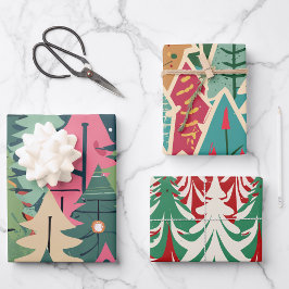 Modern kerstboom inpakpapier met patroon vel