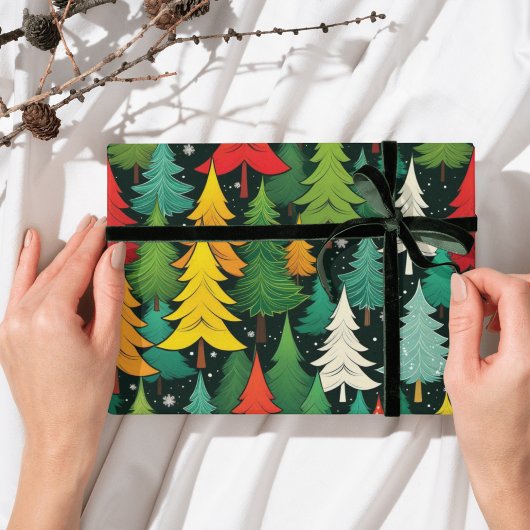 Modern kerstboom patroon inpakpapier